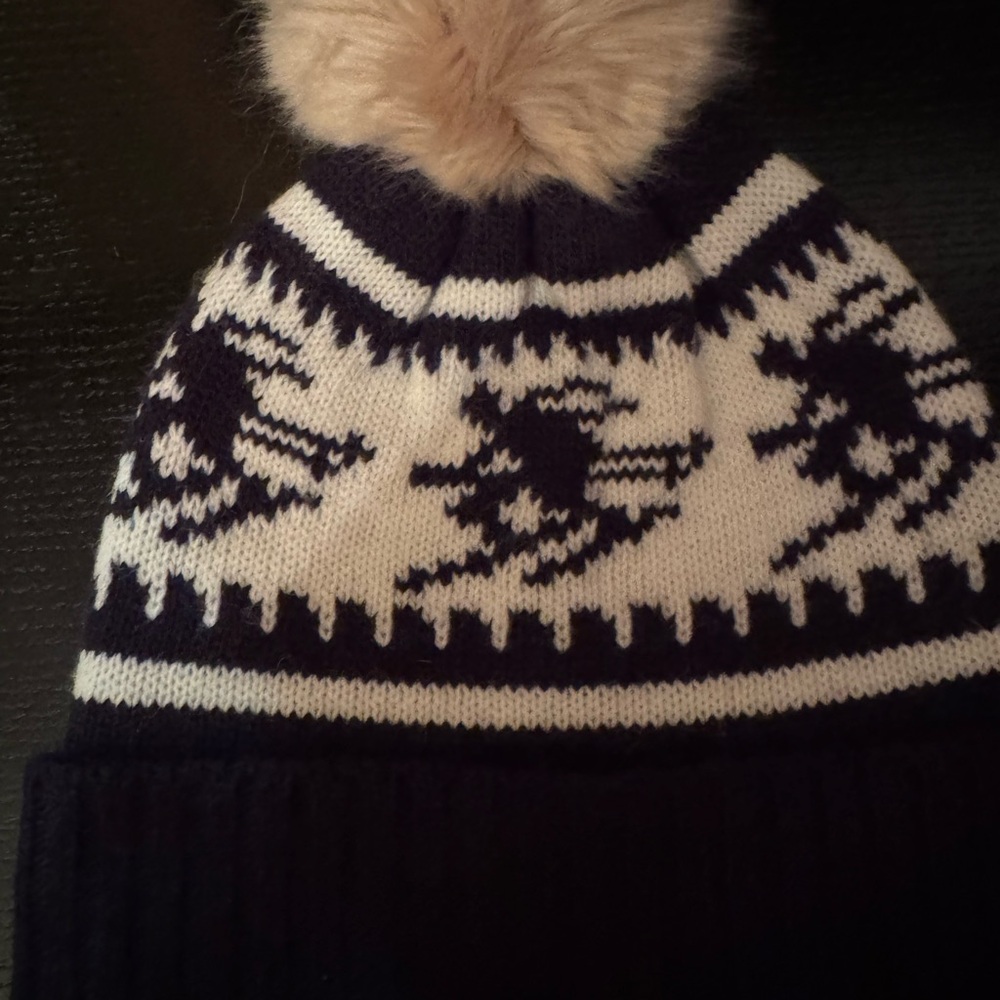Mark & Graham Black and Cream Fair Isle Pom Beanie
